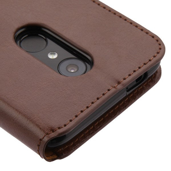 For Alcatel Revvl 2 / 3 / T-Mobile Revvl 2 PU Leather Wallet with Credit Card Holder Storage Folio Flip Pouch Stand Brown Phone Case Cover