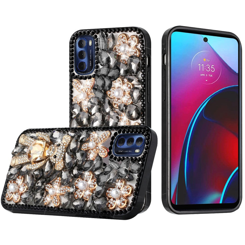 For Motorola Moto G Stylus 2022 4G Bling Clear Crystal 3D Full Diamonds Luxury Sparkle Rhinestone Hybrid Phone Case Cover