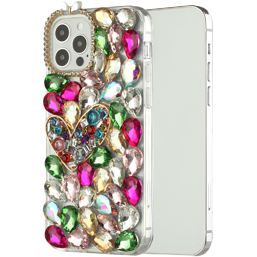 For Apple iPhone 11 (6.1") Bling Clear Crystal 3D Full Diamonds Luxury Sparkle Rhinestone Hybrid Protective Phone Case Cover