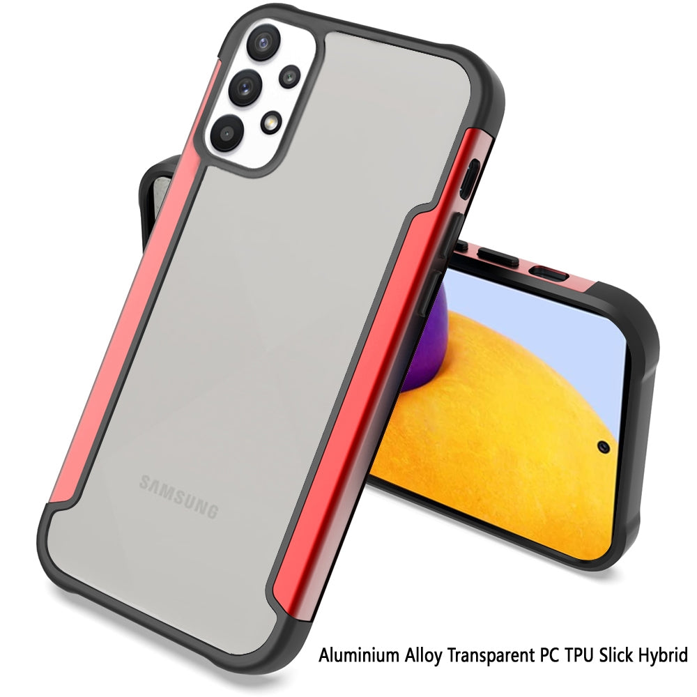 For Samsung Galaxy A73 5G Hybrid Aluminum Alloy Metal Clear Transparent Back PC TPU Bumper Frame Shockproof Phone Case Cover
