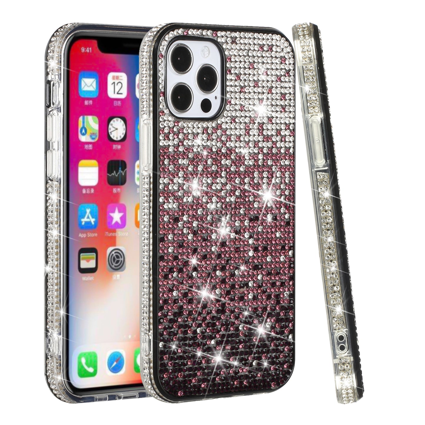 For Apple iPhone SE 2022 /SE 2020/8/7 Glitter Bling TPU Sparkle Diamond Rhinestone Shiny Full Cover Crystal Stones Back Phone Case Cover