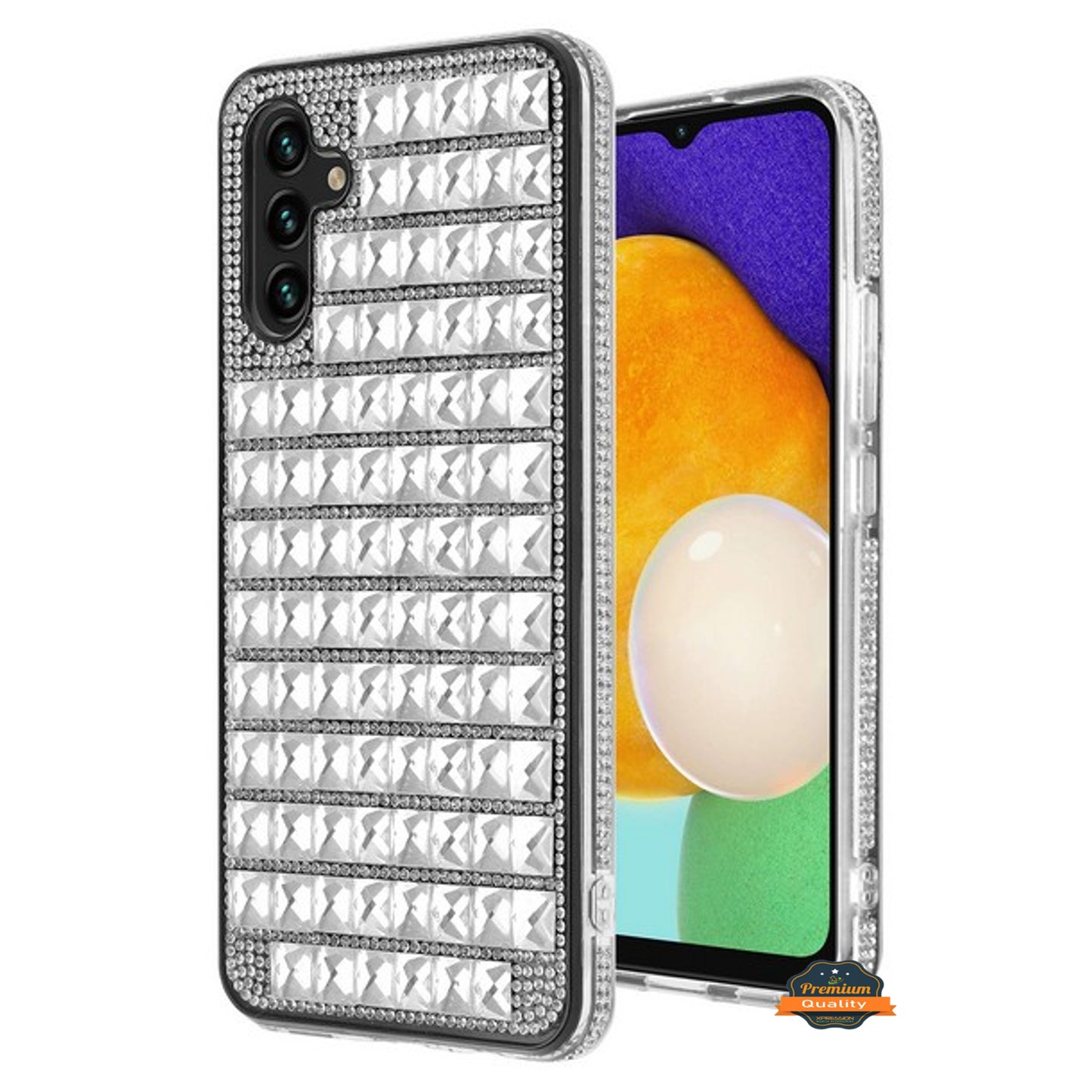 For Samsung Galaxy A13 5G Diamonds Sparkle 3D Crystal Glitter Bling Shiny Rhinestone Hybrid Bumper Hard Protective Phone Case Cover