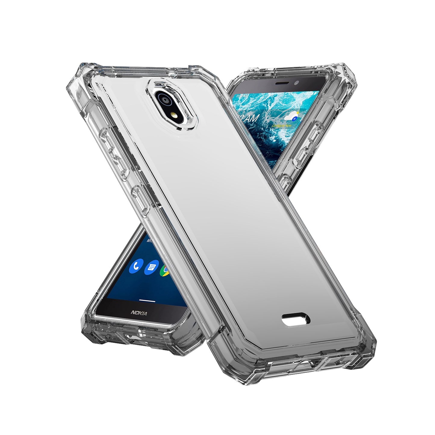 For Nokia C100 Clear Gradient Hybrid Thick Guard Shockproof Dual Layer Hard PC + TPU Bumper Frame Armor Phone Case Cover