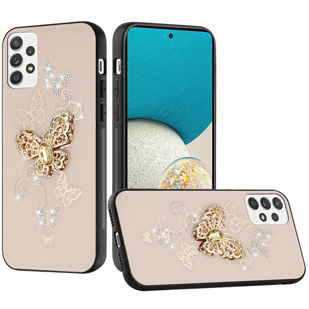 For Samsung Galaxy A73 5G 3D Diamond Bling Sparkly Glitter Ornaments Engraving Hybrid Armor Rugged Metal Fashion Phone Case Cover
