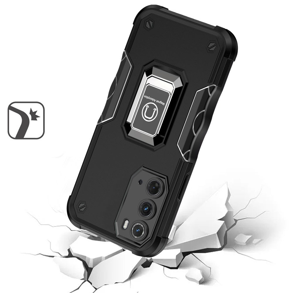 For Motorola Moto Edge (2022) Hybrid Cases with Magnetic Ring Holder Stand Kickstand Heavy Duty Rugged Shockproof Phone Case Cover
