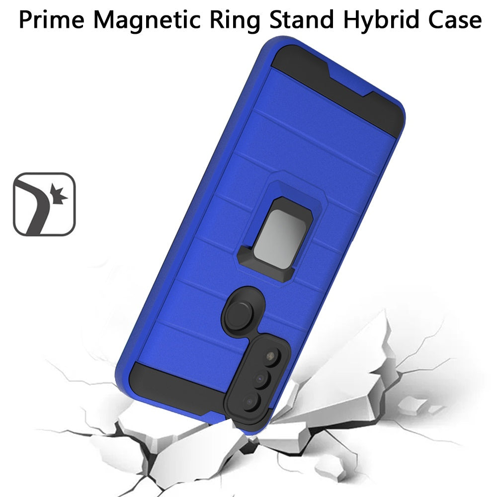 For Motorola Moto G Power 2022 Magnetic Ring Holder Rubber Hybrid Stand Kickstand Texture Rugged Armor Heavy Duty Military Grade Phone Case Cover