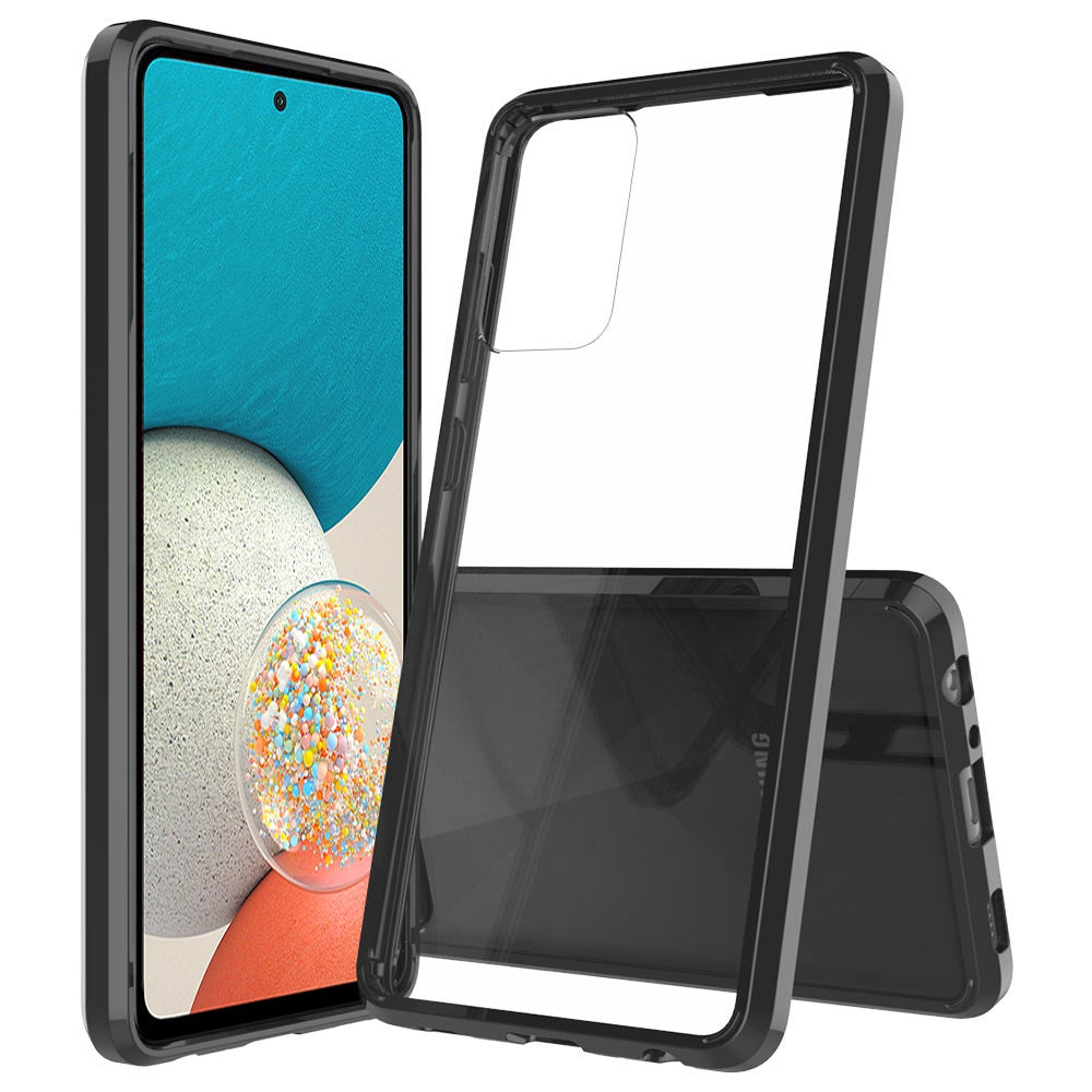 For Samsung Galaxy A53 5G Hybrid Slim Crystal Clear Transparent Shock-Absorption Bumper with TPU + Hard PC Back Frame Phone Case Cover