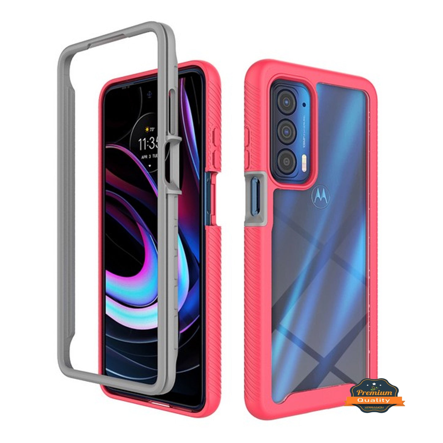 For Motorola Edge 2021 Full Body Armor Slim Hybrid Double Layer Hard PC + TPU Transparent Back Rugged Shockproof Phone Case Cover