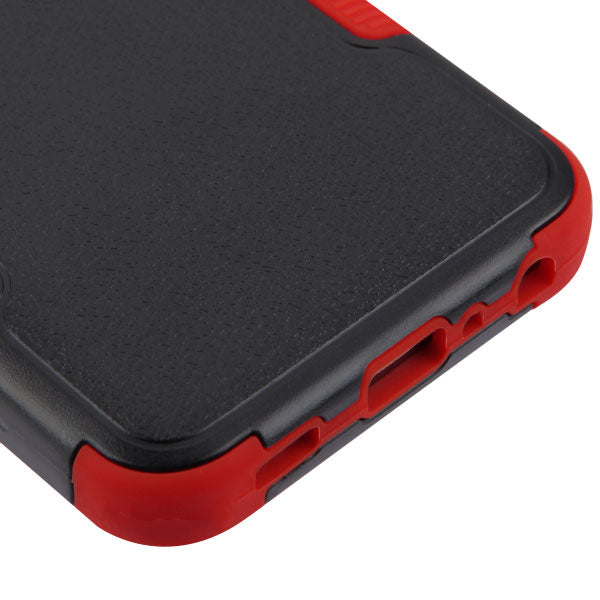 For LG K40 /Harmony 3 Hybrid Three Layer Hard PC Shockproof Heavy Duty TPU Rubber Anti-Drop Black Red Phone Case Cover