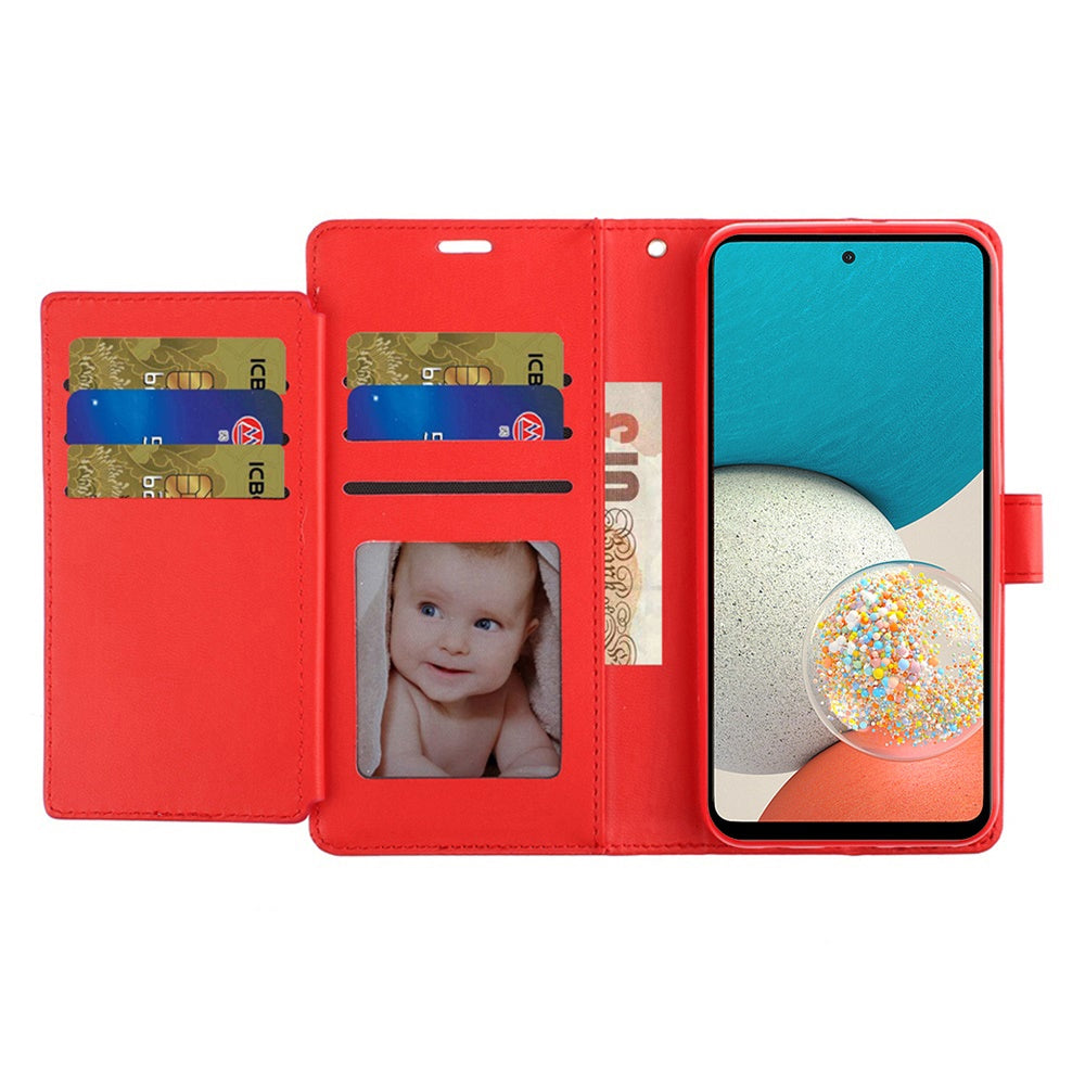 For Samsung Galaxy A53 5G Wallet Case PU Leather Credit Card ID Cash Holder Slot Dual Flip Pouch with Stand and Strap Phone Case Cover