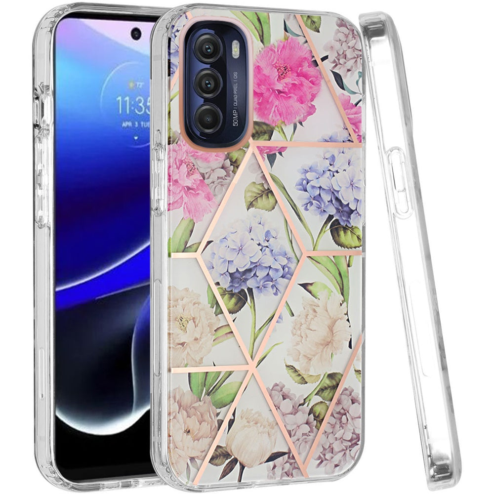 For Motorola Moto G Stylus 5G 2022 Fashion Floral IMD Design Flower Pattern Hybrid Hard PC Rubber TPU Slim Shockproof Phone Case Cover