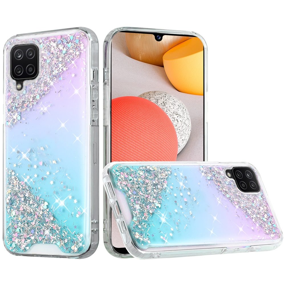 For Samsung Galaxy A42 5G Pattern Clear Design Transparent Glitter Bling Hybrid Plastic Hard Back TPU Bumper Rubber Phone Case Cover
