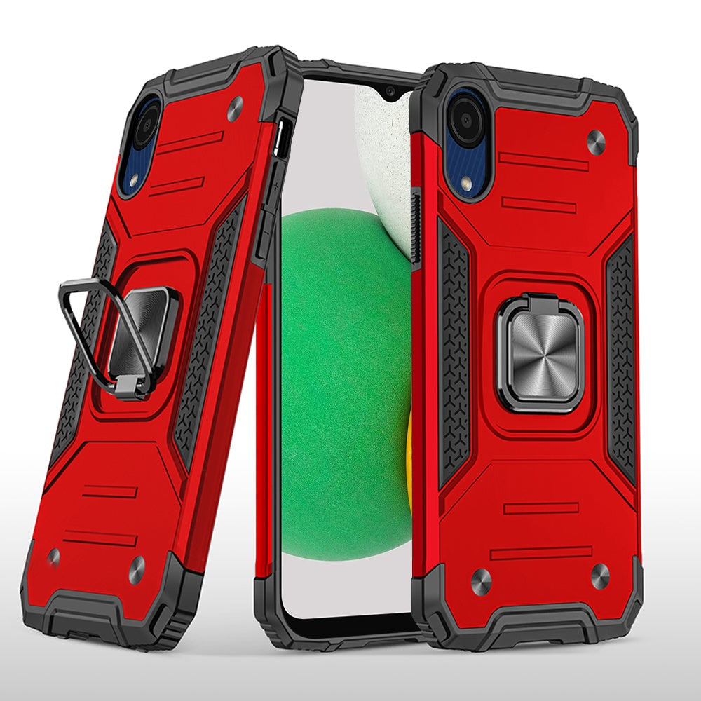 For Samsung A03 Core Armor Hybrid with Ring Stand Holder Kickstand Shockproof Heavy-Duty Durable Rugged Dual Layer Phone Case Cover