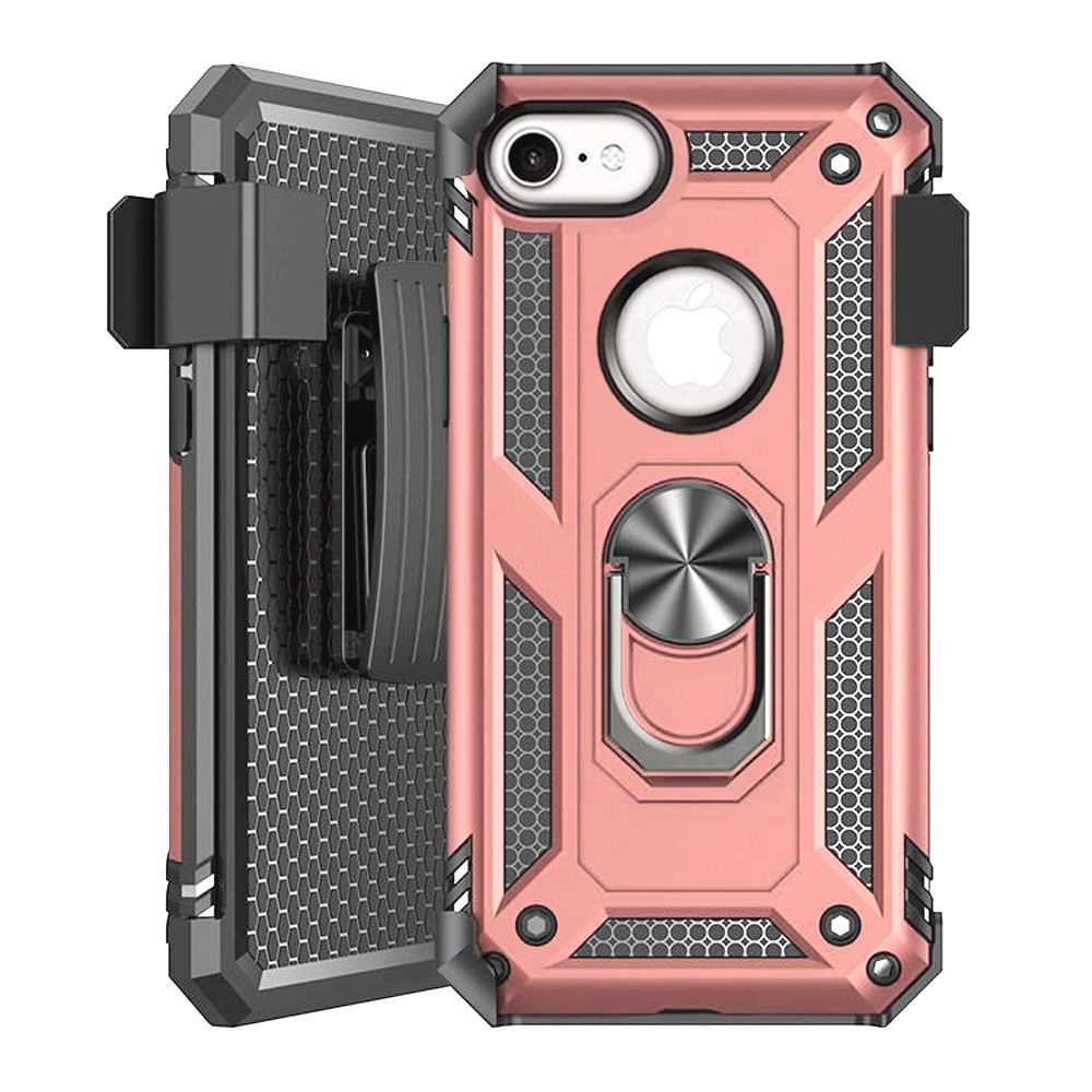 For Apple iPhone SE 2022 /SE 2020/8/7 with Belt Clip Holster Ring Stand Holder, Military Grade Fit for Magnetic Car Mount Shockproof Hybrid Rugged Phone Case Cover