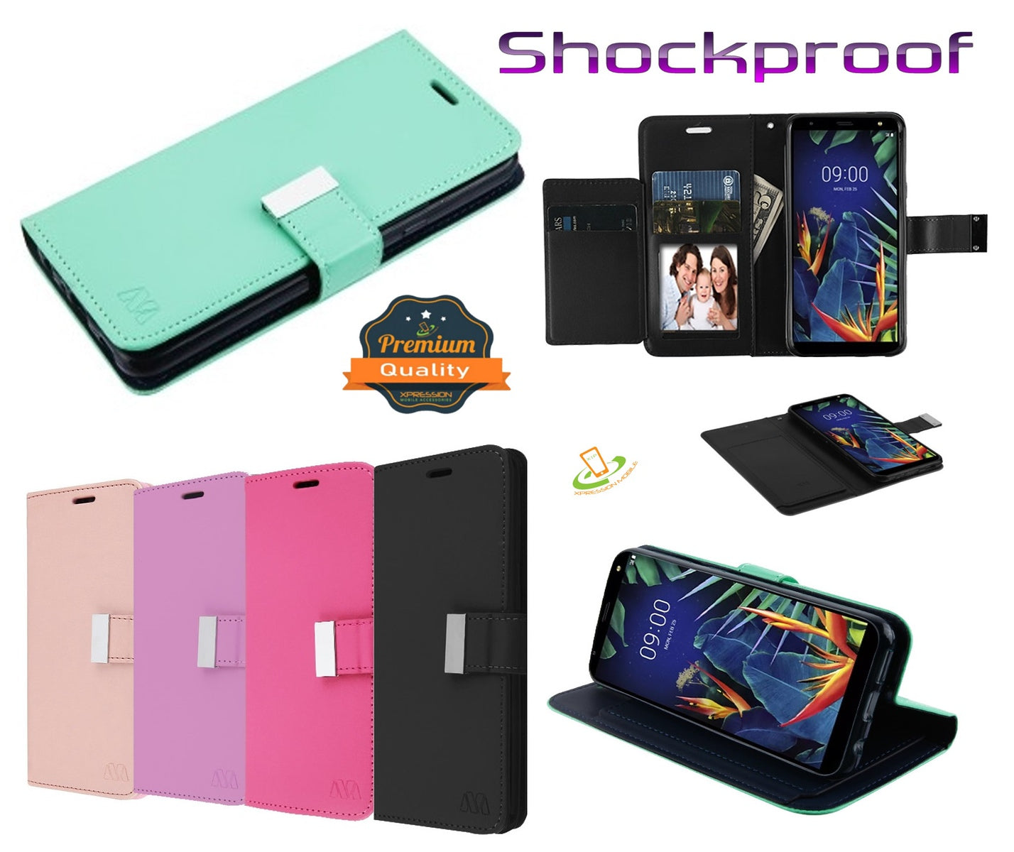 For Motorola Moto E6 Plus PU Leather Wallet with Credit Card Holder Storage Folio Flip Pouch Stand Phone Case Cover