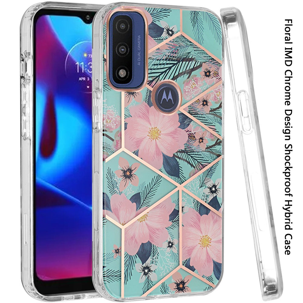 For Motorola Moto G Pure /G Power 2022 Fashion Floral IMD Design Flower Hybrid Protective Hard Rubber TPU Slim Back Shockproof Phone Case Cover
