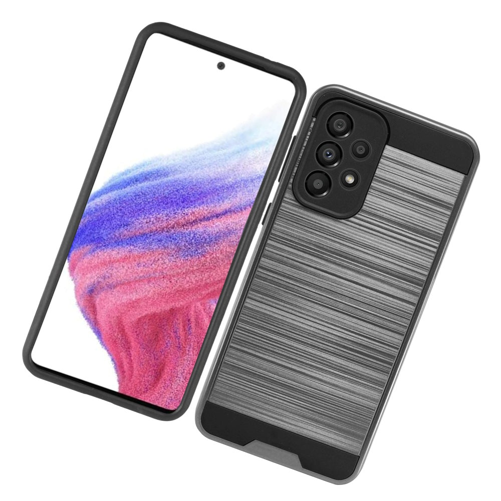 For Samsung Galaxy A33 5G Brushed Texture Slim Hybrid Shockproof Dual Layer Hard PC & TPU Armor Rugged Protective Phone Case Cover