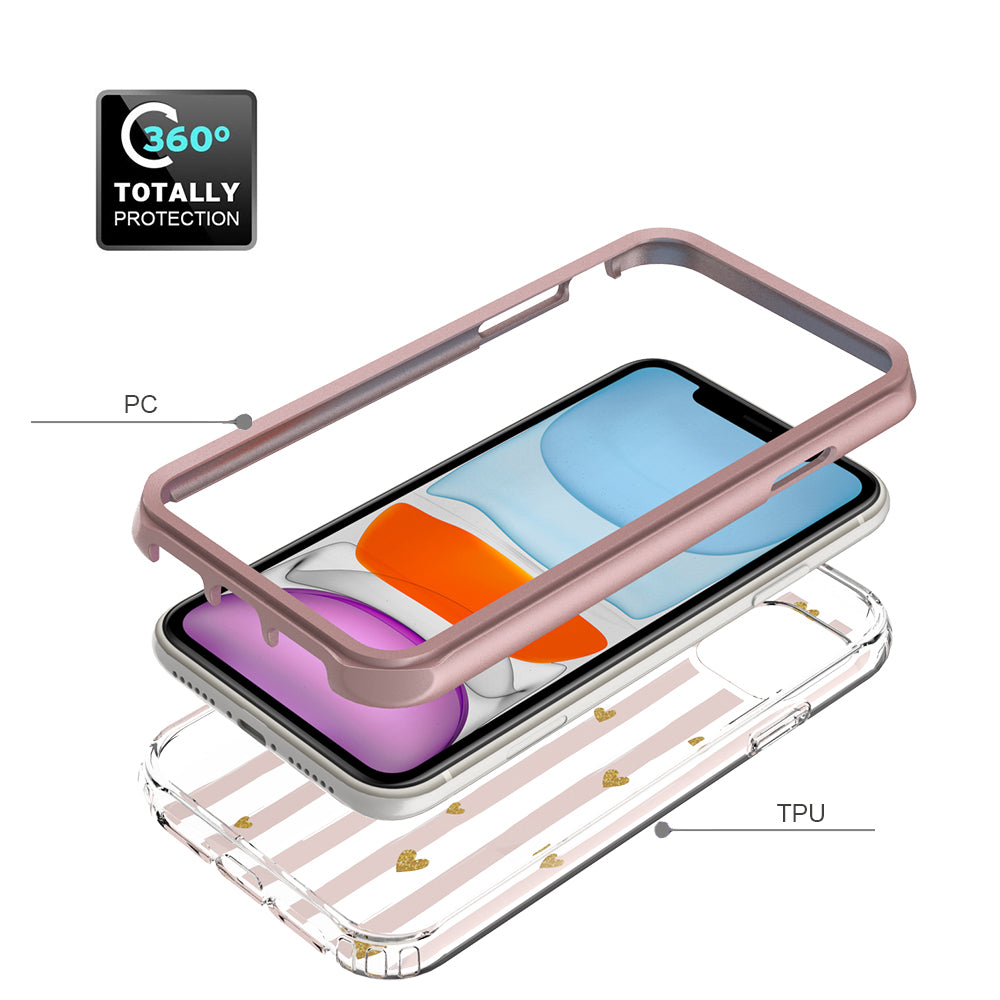 For Apple iPhone 14 (6.1") Beautiful Design 3 in 1 Hybrid Triple Layer Armor Hard PC Plastic Rubber TPU Frame Phone Case Cover