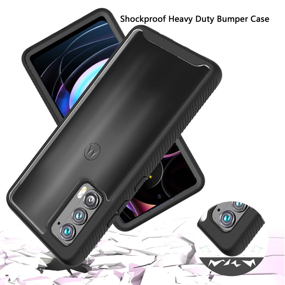 For Motorola Edge 2021 Clear Dual Layer Rugged Bumper Frame Heavy Duty Hybrid Shockproof Rubber TPU Full Body Defender Phone Case Cover