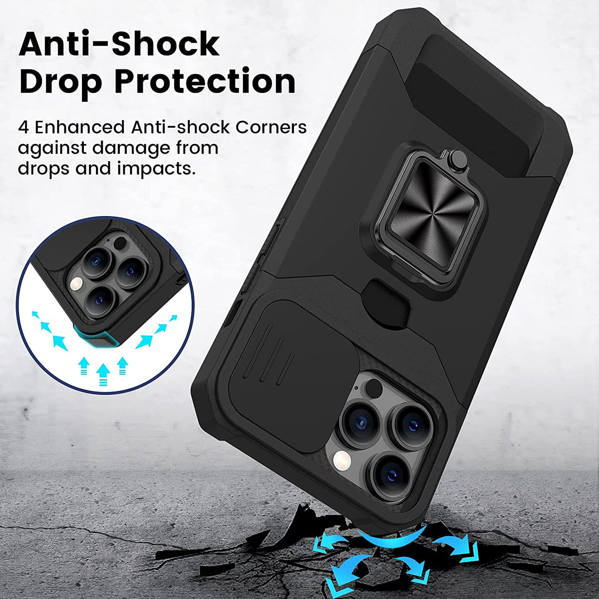For Samsung Galaxy A13 5G Wallet Case with Slide Camera Protection, Credit Card Slot & Ring Kickstand Magnetic Car Mount Phone Case Cover