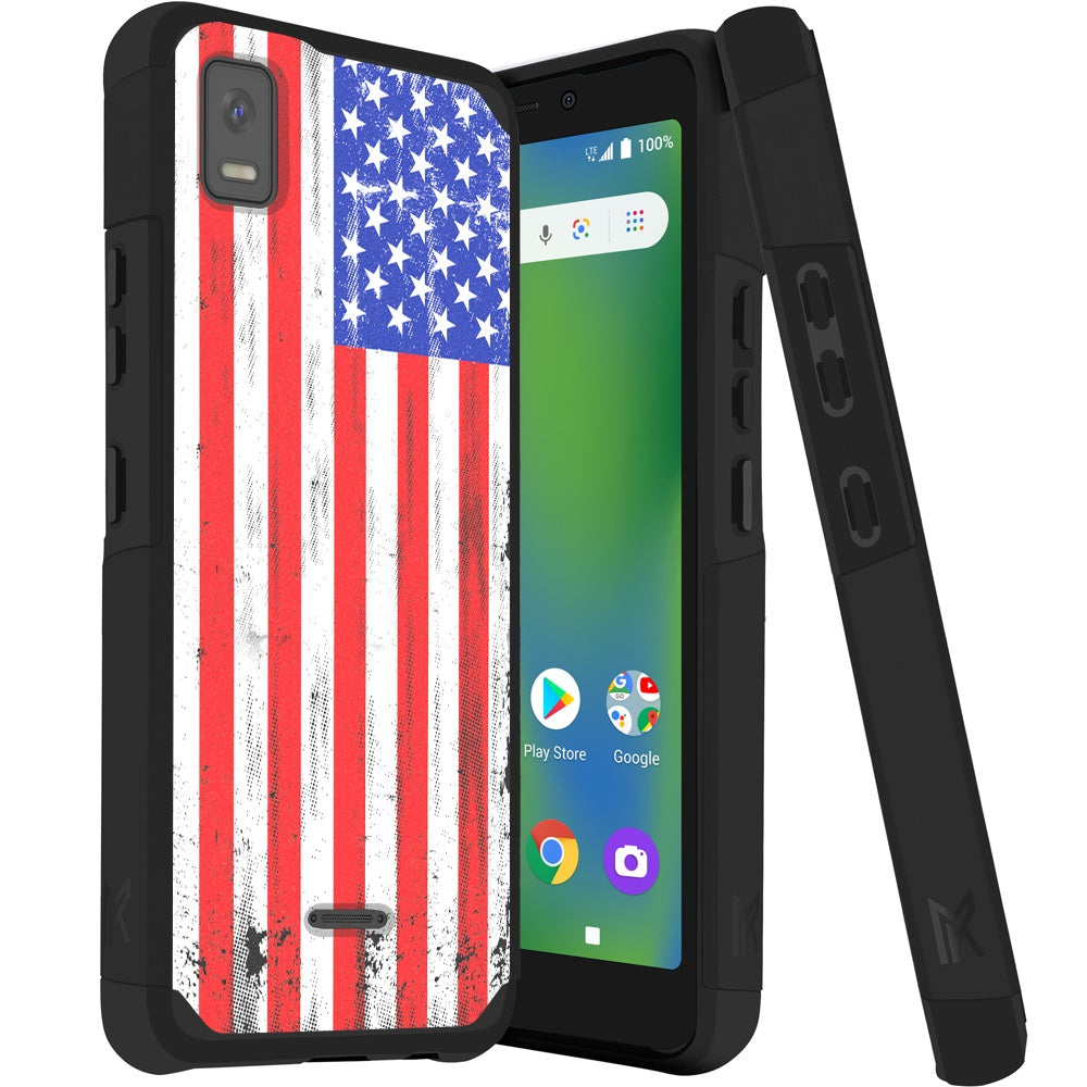 For Cricket Debut Smart Graphic Design Stylish Pattern Hard TPU Tough Strong Hybrid Shockproof Armor Frame Phone Case Cover