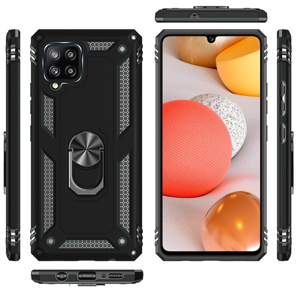 For Samsung Galaxy A42 5G Hybrid Dual Layer with 360 Degree Rotatable Ring Stand Holder Kickstand Fit Magnetic Car Mount Phone Case Cover