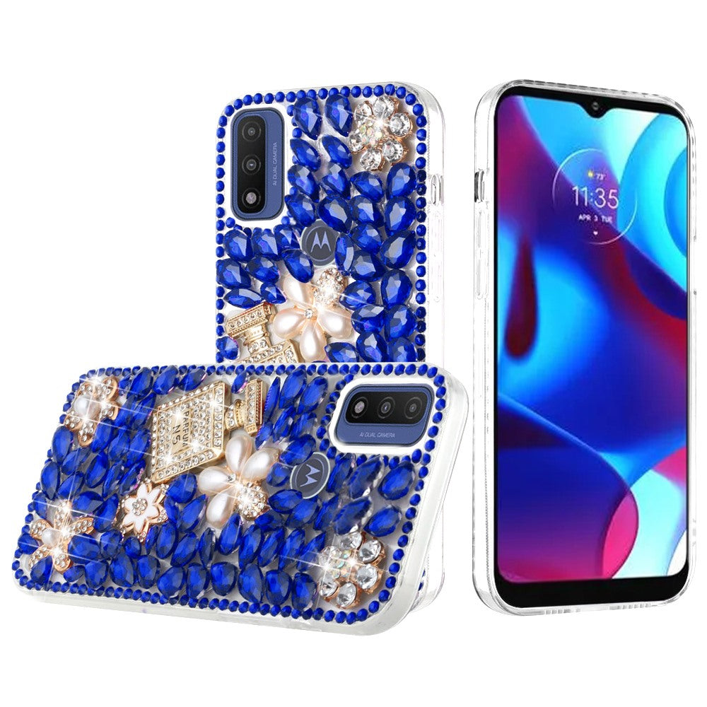 For Motorola Moto G Power 2022 Bling Clear Crystal 3D Full Diamonds Luxury Sparkle Transparent Rhinestone Hybrid Bumper Phone Case Cover