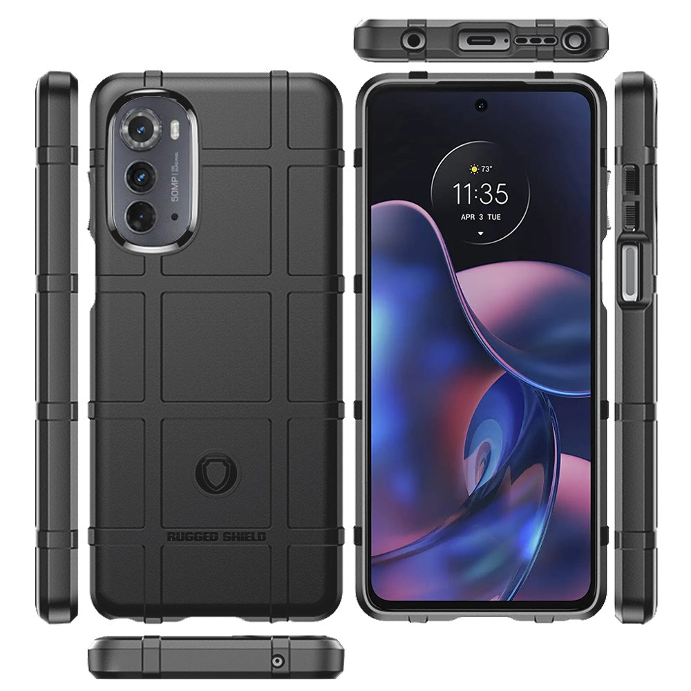 For Motorola Moto Edge (2022) Rugged Shield Hybrid TPU Thick Solid Rough Armor Tactical Matte Grip Silicone Texture Phone Case Cover