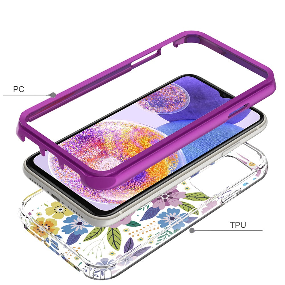 For Samsung Galaxy A23 5G Beautiful Design Hybrid Triple Layer Armor Hard PC Rubber Shockproof Frame Phone Case Cover