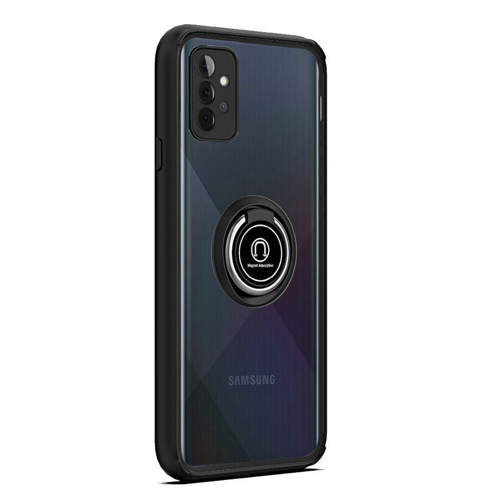 For Samsung Galaxy A33 5G Hybrid Protective PC TPU Shockproof with 360° Rotation Ring Metal Stand and Covered Camera Phone Case Cover