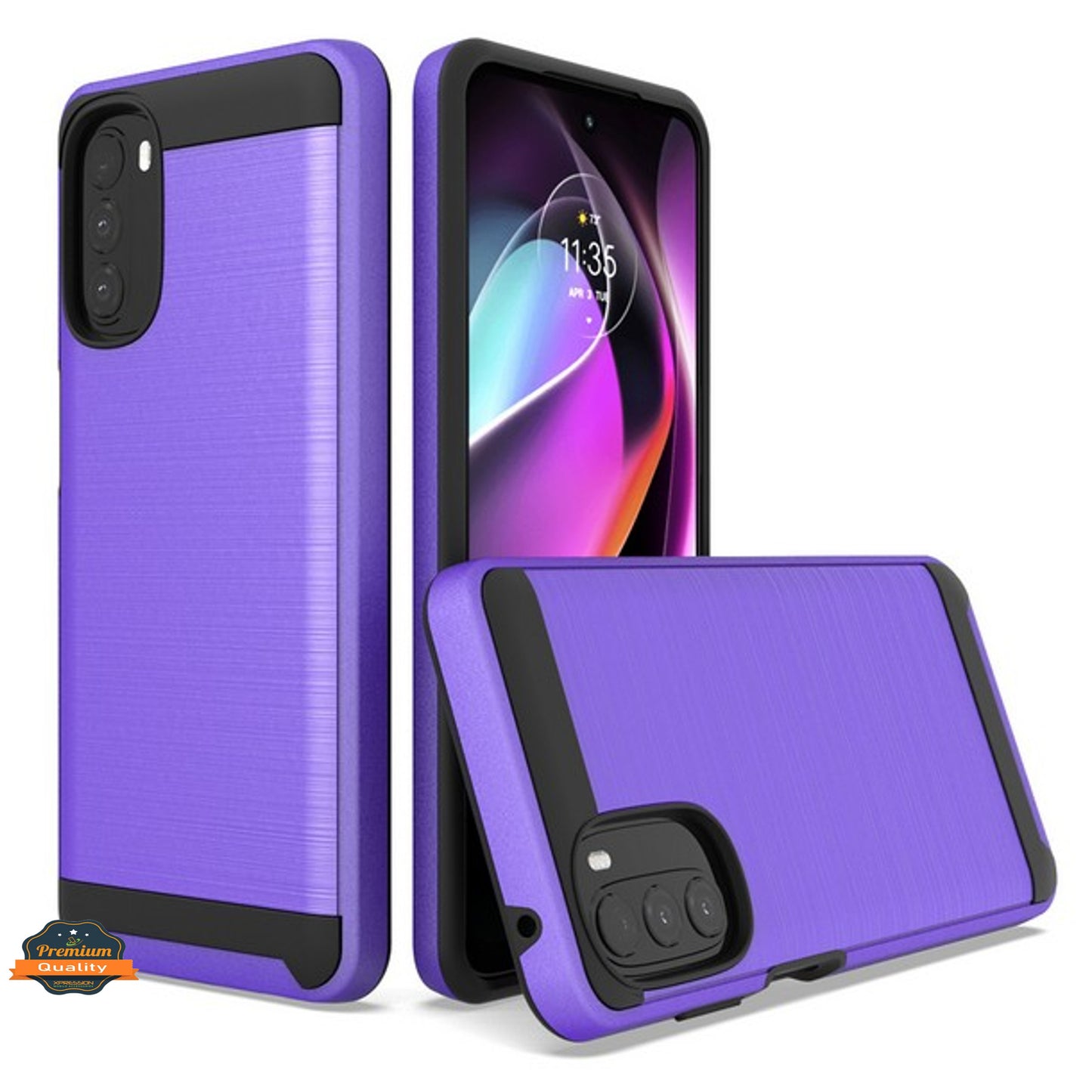 For Motorola Moto G 5G 2022 Slim Rugged TPU Hard PC Brushed Metal Texture Hybrid Dual Layer Armor Shock Absorbing Phone Case Cover