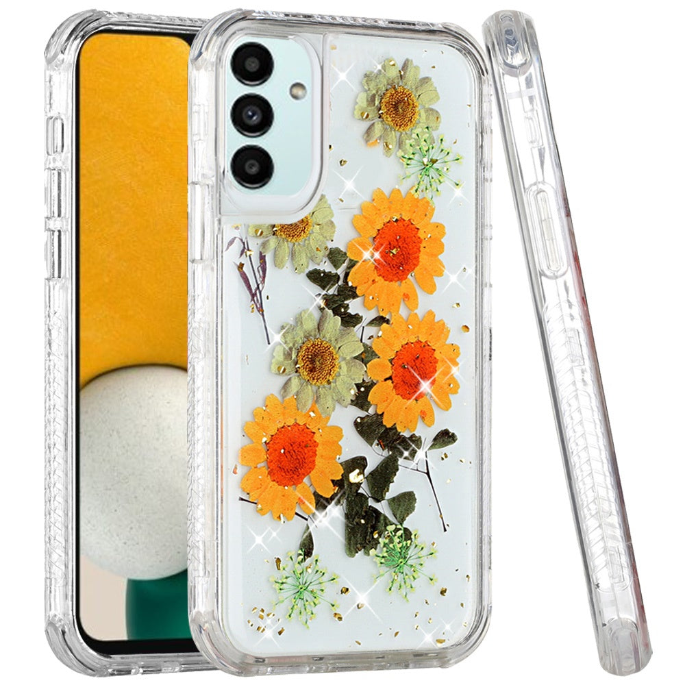 For SSamsung Galaxy A53 5G Beautiful Sparkle Glitter Floral Epoxy Design Shockproof Hybrid Fashion Bling Rubber TPU Phone Case Cover