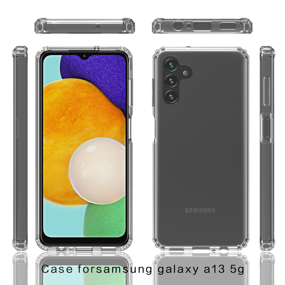 For Samsung Galaxy A13 5G Hybrid Transparent Clear Acrylic Back Hard PC & Soft TPU Full Protective Bumper Extra Shock-Absorb Phone Case Cover
