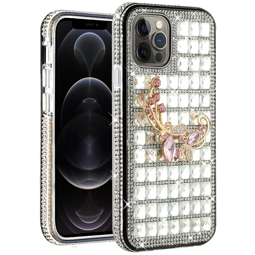 For Apple iPhone SE 2022 /SE 2020/8/7 Fashion Luxury 3D Bling Diamonds Rhinestone Jeweled Ornament Crystal Hybrid Hard Phone Case Cover