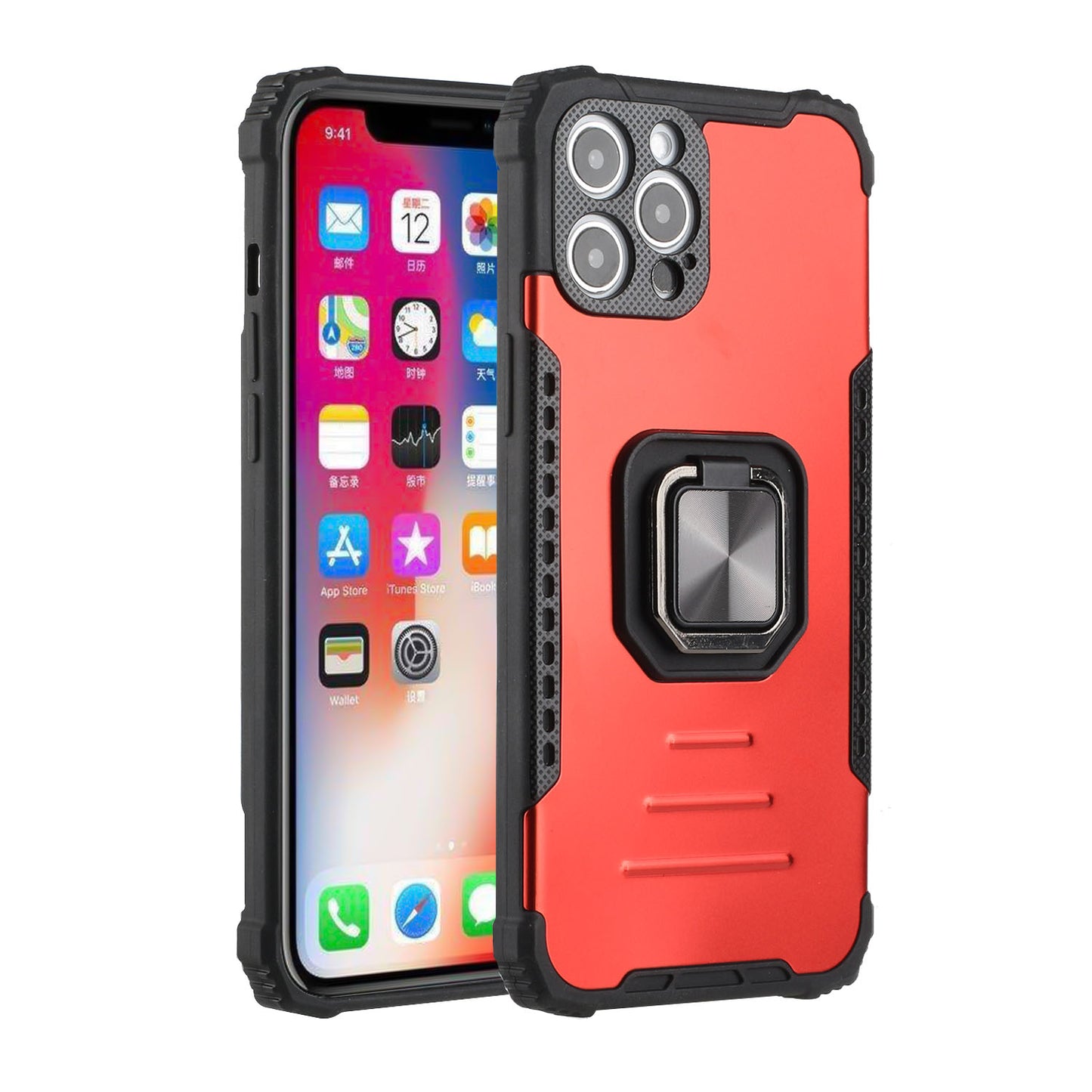 For Apple iPhone 11 (6.1") Hybrid with Stand Magnetic Ring Kickstand Bumper Shockproof Armor Heavy Duty Military Grade Phone Case Cover
