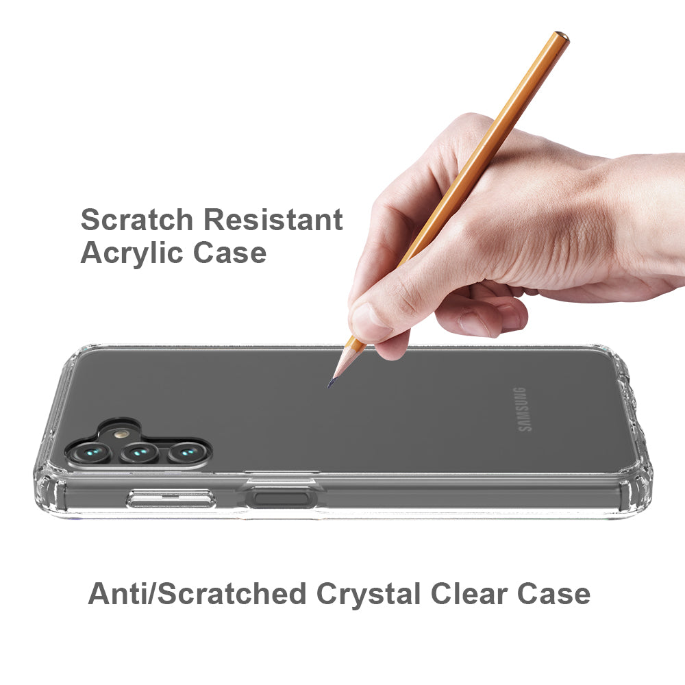 For Samsung Galaxy A13 5G Hybrid Transparent Clear Acrylic Back Hard PC & Soft TPU Full Protective Bumper Extra Shock-Absorb Phone Case Cover