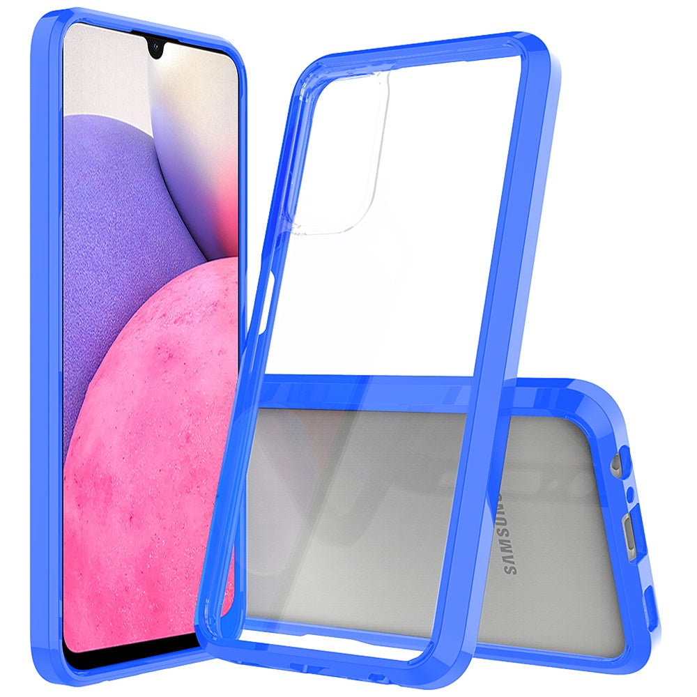 For Samsung Galaxy A33 5G Hybrid Slim Crystal Clear Transparent Shock-Absorption Bumper with TPU + Hard PC Back Frame Phone Case Cover