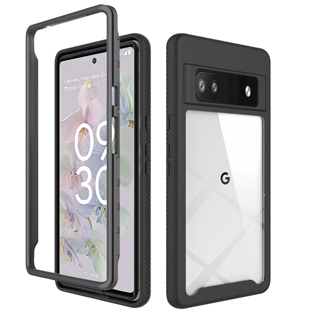 For Google Pixel 6A Clear Dual Layer Rugged Bumper Frame Heavy Duty Hybrid Shockproof Rubber TPU Full Body Defender Phone Case Cover