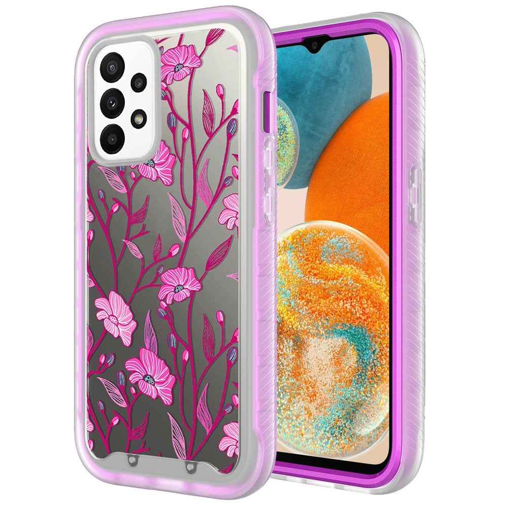 For Samsung Galaxy A23 5G Stylish Design 2in1 Hybrid Armor Hard Rubber TPU Shockproof Front Frame Bumper Phone Case Cover