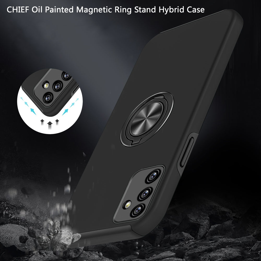 For Samsung Galaxy A13 5G Hybrid 360 Degree Rotatable Metal Invisible Ring Stand Holder Fit Magnetic Car Mount Shockproof Slim Phone Case Cover