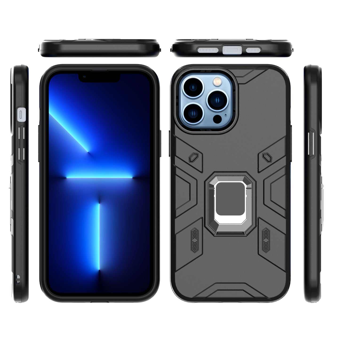 For Apple iPhone 11 (6.1") Slim Rugged Shockproof Hybrid with Magnetic Ring Stand Holder Phone Case Cover