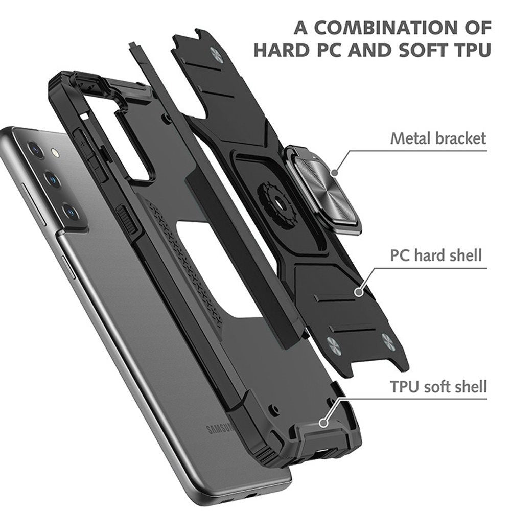 For Samsung Galaxy A23 5G Armor Hybrid with Ring Holder Kickstand Shockproof Heavy-Duty Durable Rugged Dual Layer Phone Case Cover