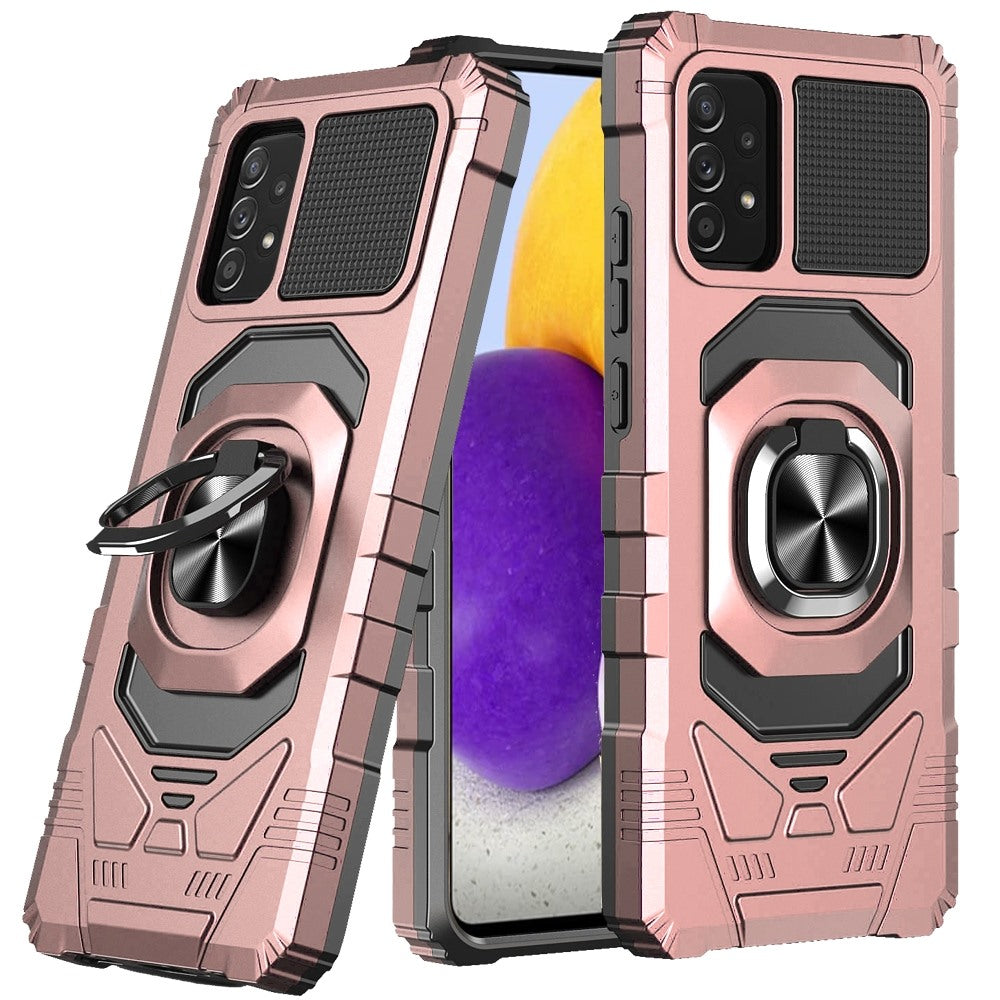For Samsung Galaxy A73 5G Hybrid Dual Layer with Rotate Magnetic Ring Stand Holder Kickstand, Rugged 2in1 Shockproof Phone Case Cover