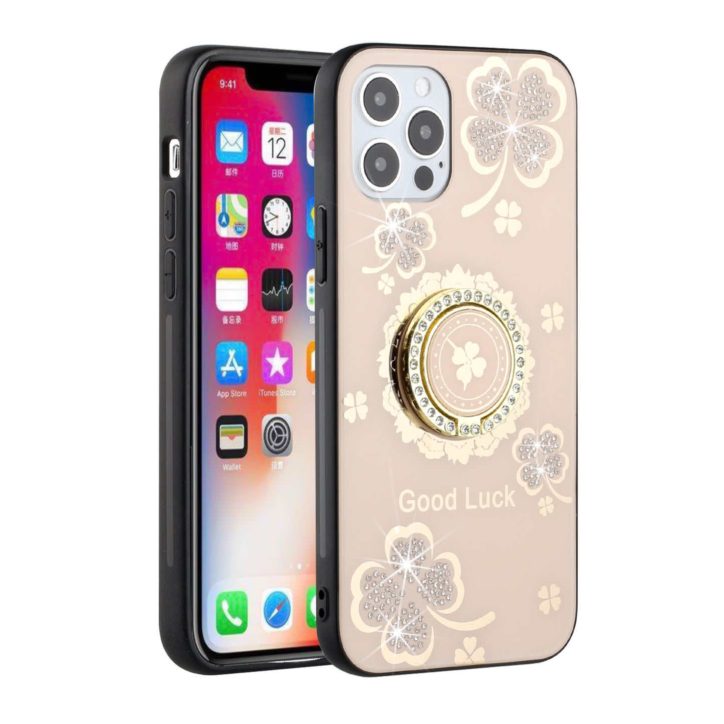 For Samsung Galaxy A02S Diamond Bling Sparkly Glitter Ornaments Engraving Hybrid Armor Ring Stand Holder Fashion Phone Case Cover
