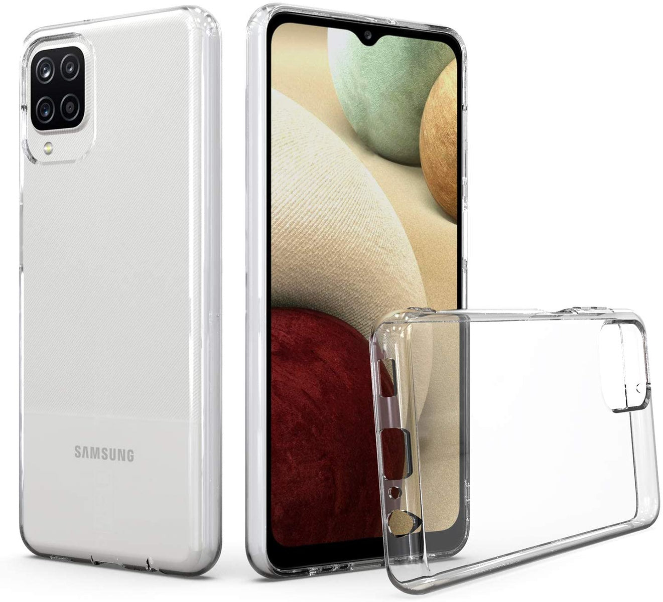 For Samsung Galaxy A12 5G Slim Fit Classic Transparent Matte Soft TPU Rubber Flex-Gel Rubberized Shockproof Bumper Phone Case Cover