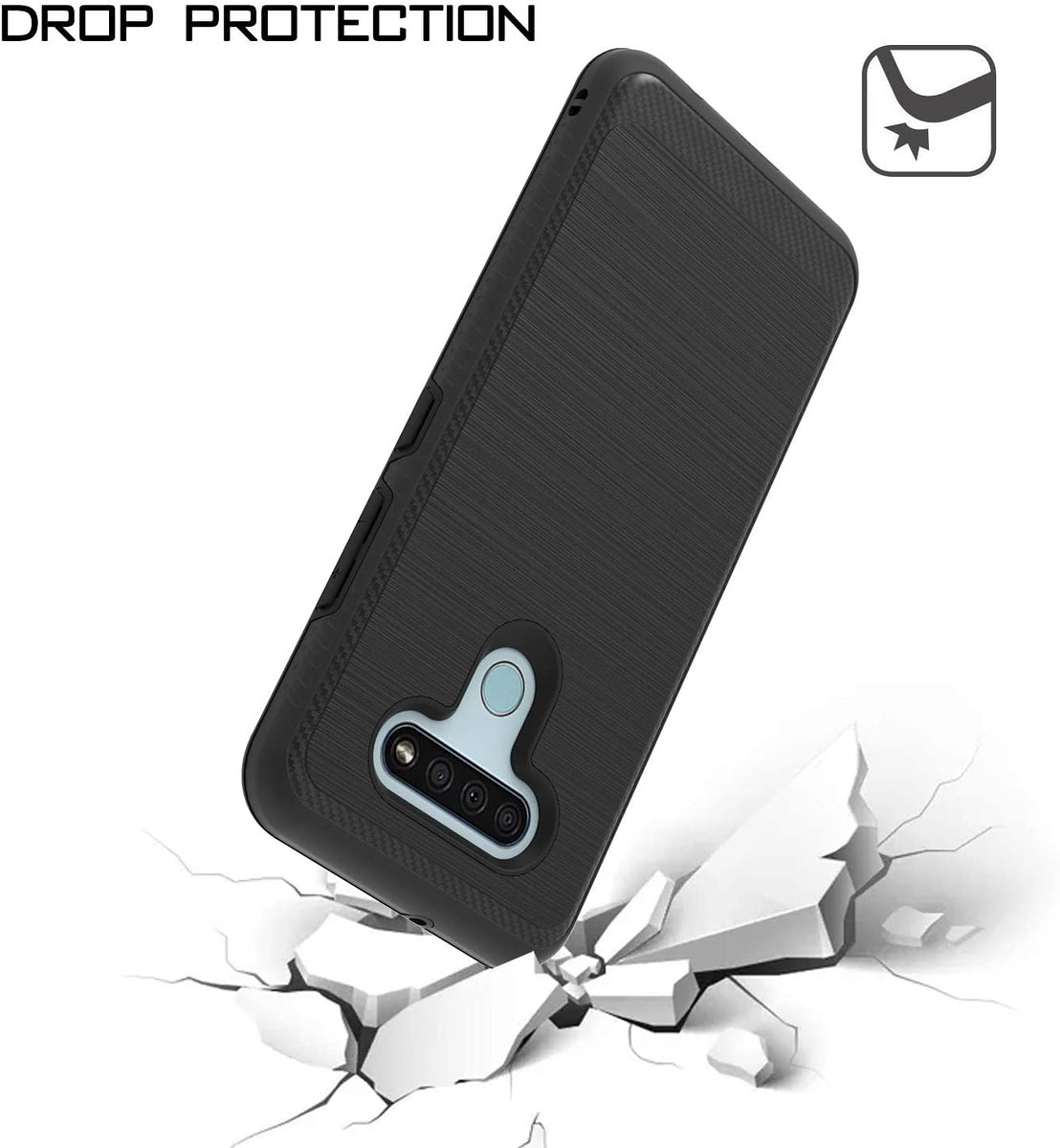 For Samsung Galaxy A03s (2022) Armor Brushed Texture Rugged Carbon Fiber Design Shockproof Dual Layers Hard PC + TPU Protective Phone Case Cover