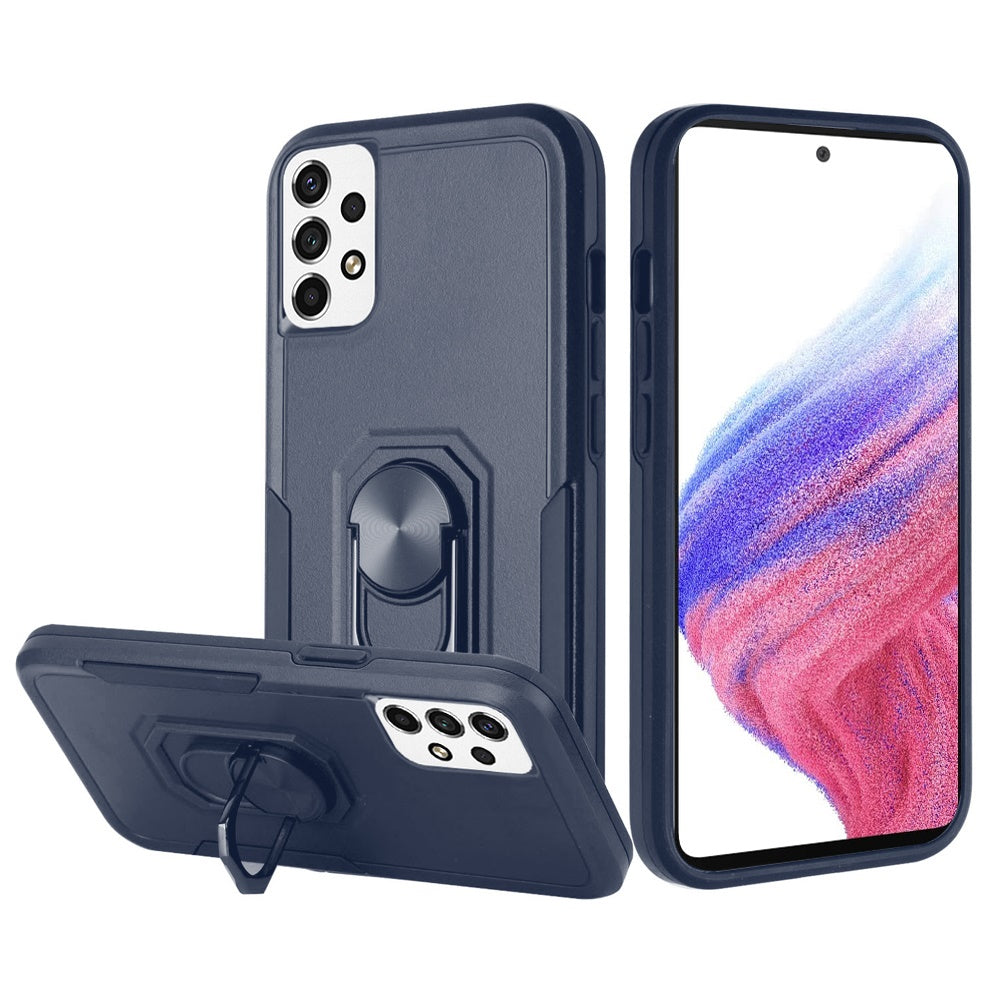 For Samsung Galaxy A53 5G Hybrid Rugged Hard Drop-Proof 3 Layer Protection Military Grade Armor with Metal Ring Stand Phone Case Cover