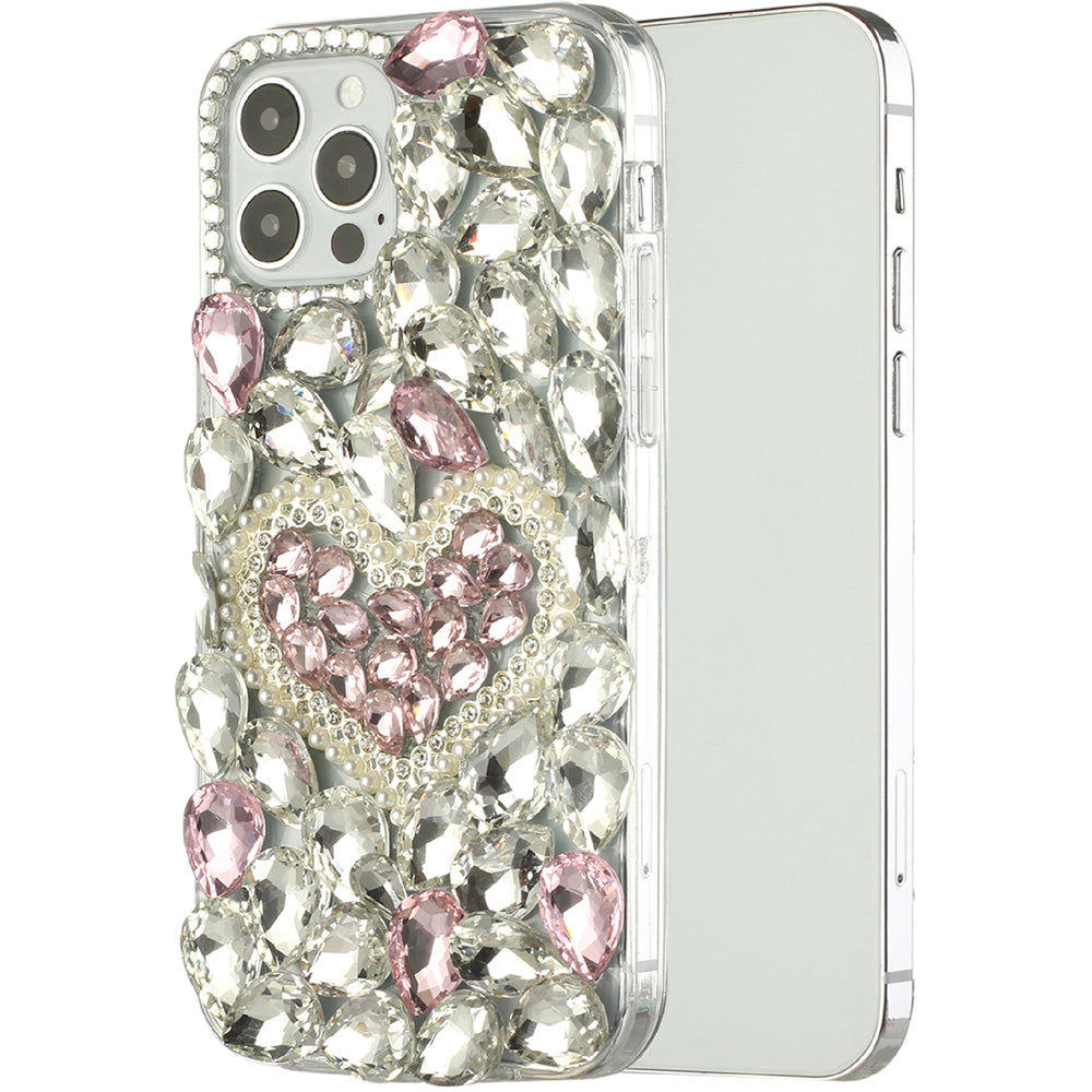 For Apple iPhone 11 (6.1") Bling Clear Crystal 3D Full Diamonds Luxury Sparkle Rhinestone Hybrid Protective Phone Case Cover