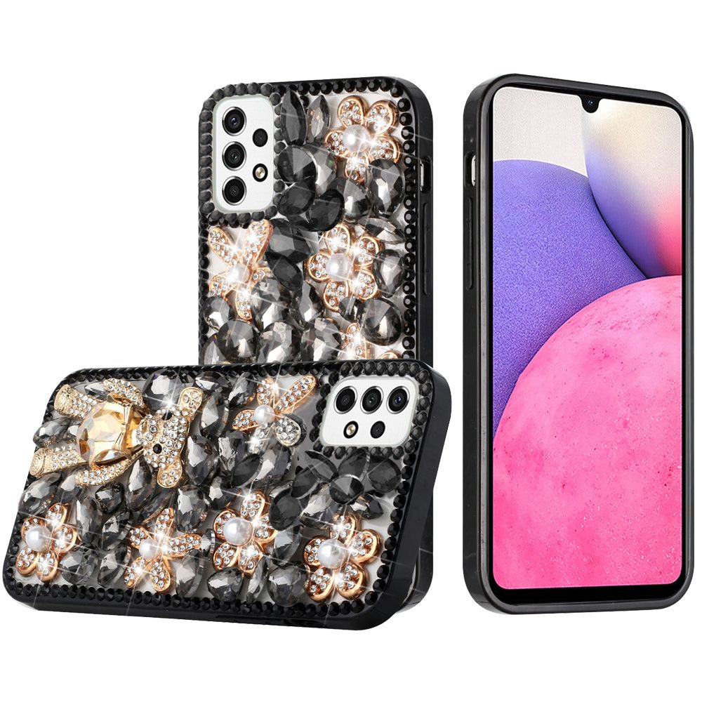 For Samsung Galaxy A13 4G Bling Clear Crystal 3D Full Diamonds Luxury Sparkle Transparent Rhinestone Hybrid Protective Phone Case Cover