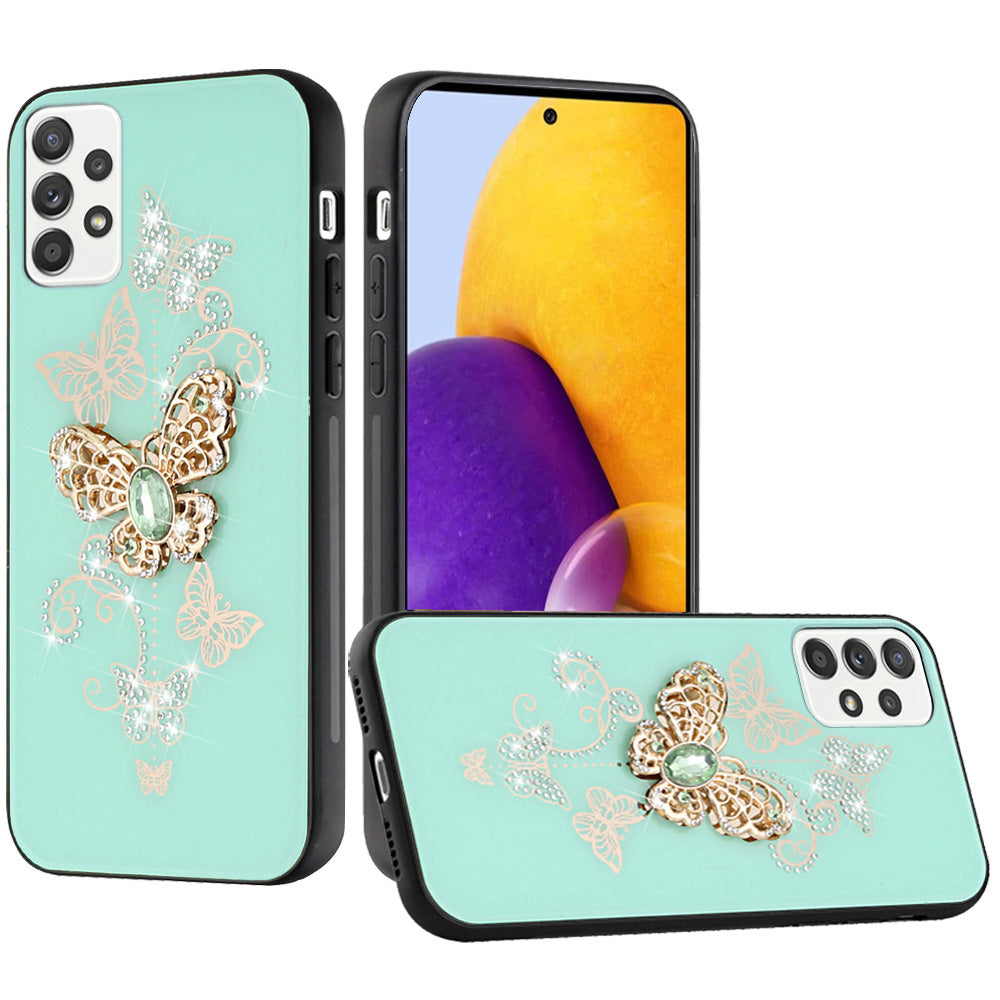 For Samsung Galaxy A73 5G 3D Diamond Bling Sparkly Glitter Ornaments Engraving Hybrid Armor Rugged Metal Fashion Phone Case Cover